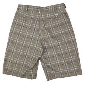 Men's Nike Golf Shorts Size 30 Dri-Fit Beige Plaid Stretch‎ Flat Front NIKEGOLF
